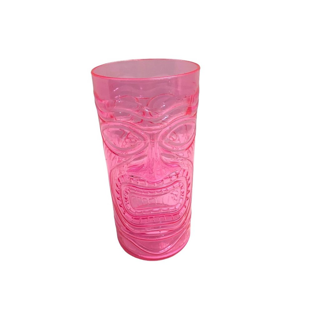 New Tiki Totem Pole Hard Plastic Tumbler Cup Pink